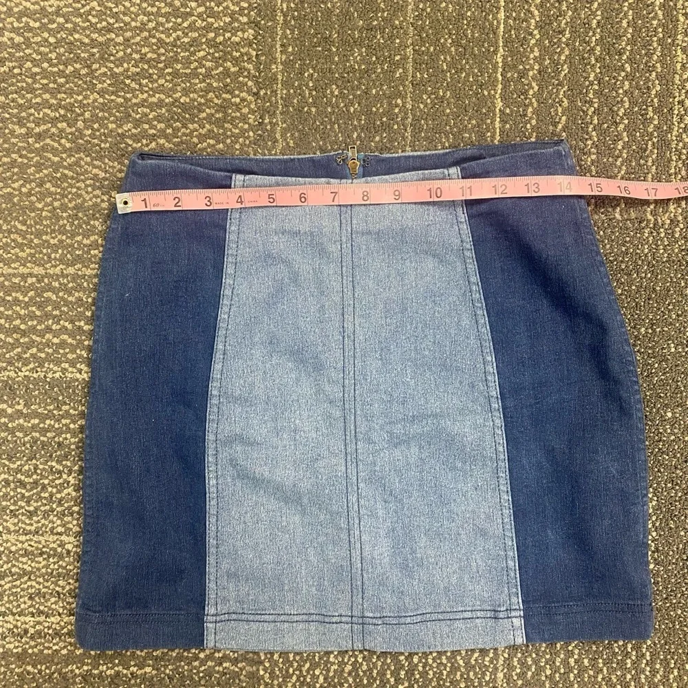 Free People Modern Femme Denim Color-block Mini Skirt Size 6